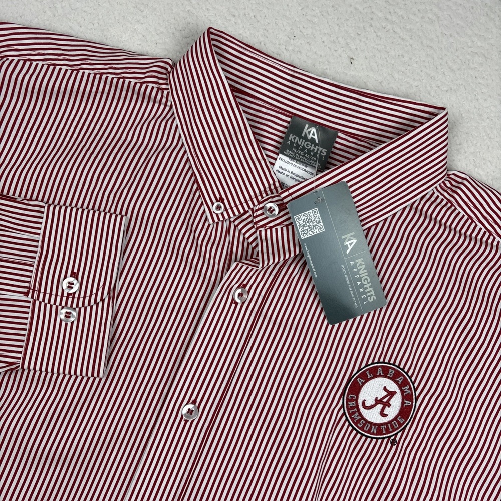NEW ALABAMA CRIMSON TIDE Mens Button Down Shirt XL Red/White Long Sleeve Cotton
